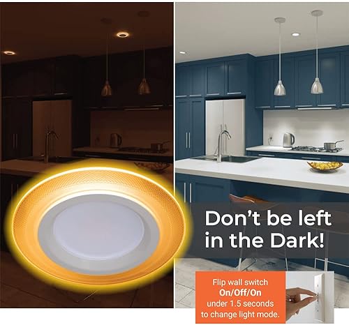 Miniatura 2 de HALO Luz de techo empotrable LED de 6" sin lata con luz nocturna, 1000 lúmenes, CCT seleccionable 2700K, 3000K, 3500K, 4000K, 5000K