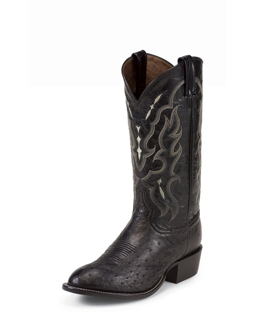 Tony LamaMens Rnd Blk Smooth Ostrich Boots