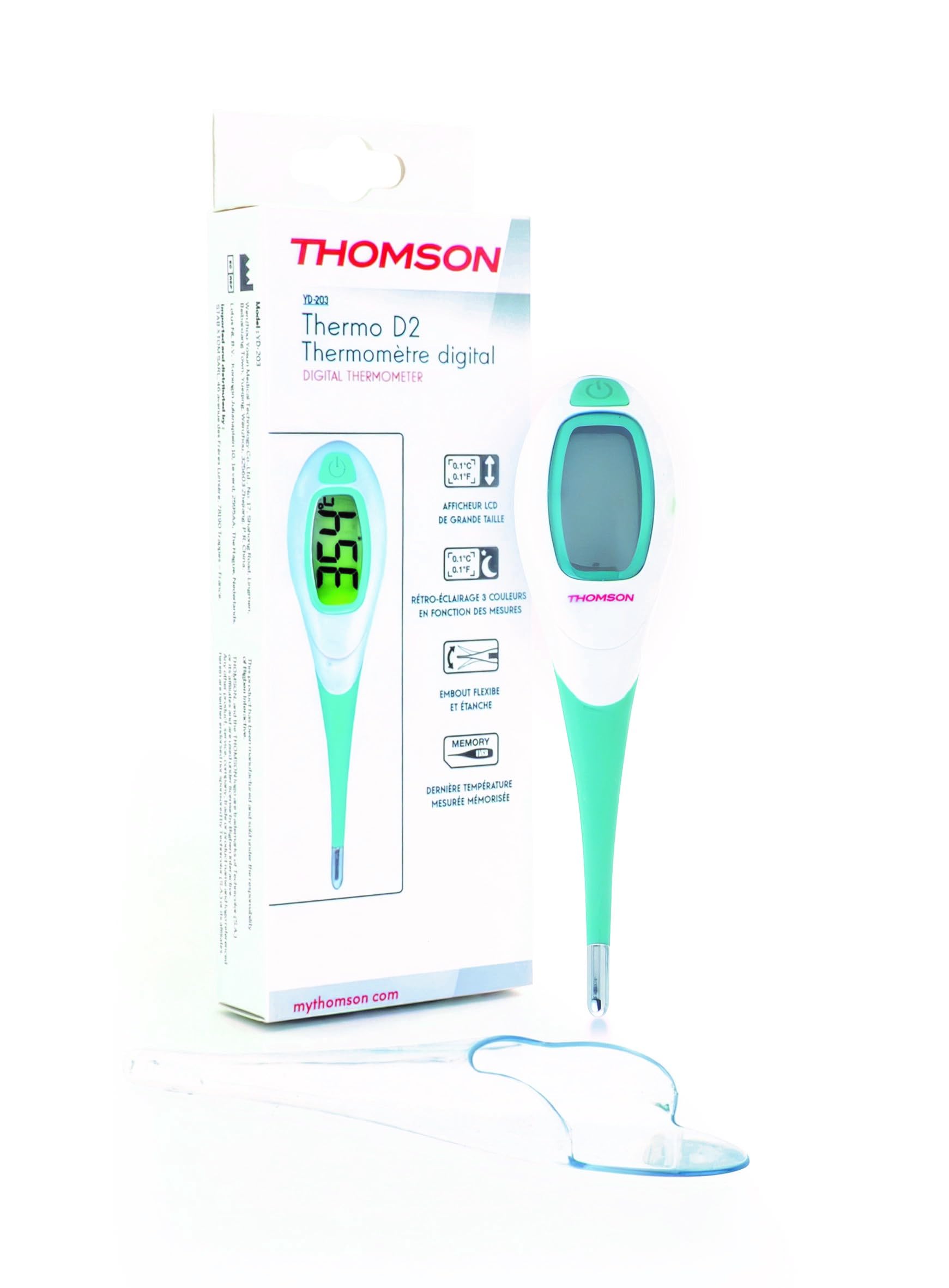 THOMSON Thermo D2 – Termómetro Digital con Pantalla LCD Retroiluminada Grande | Práctico, Sencillo y Eficaz | Ideal para Toda la Familia