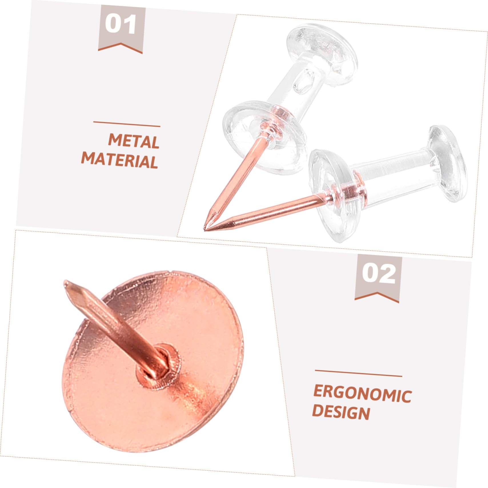 Tofficu 5sätze Metall-pushpins Roségold Für Korktafeln Karten-pinnnadeln Mit Clips Markieren Von Orten Für Kreative Wanddekoration