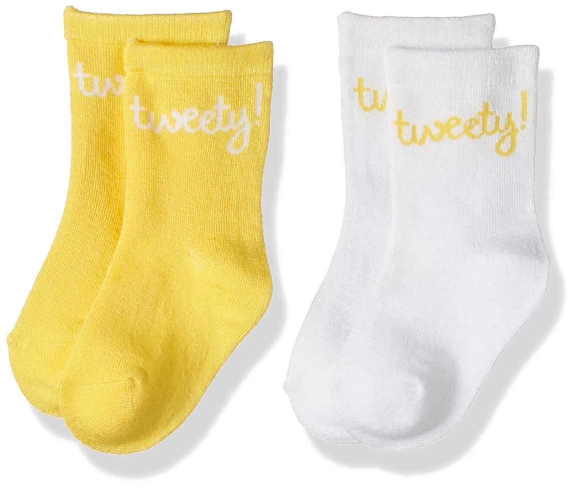 Bamboo Cotton Sock - Solid (Pack Of 2) - White & Yellow 2-4Y