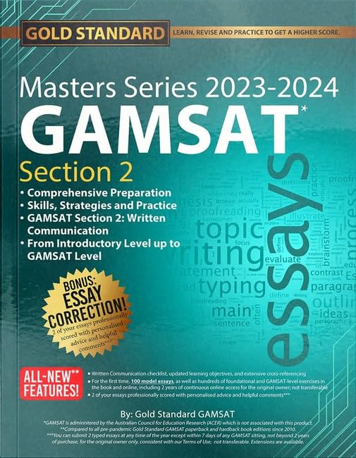 2023-2024 Masters Series GAMSAT Section 2 Preparation by Gold Standard: Gamsat
