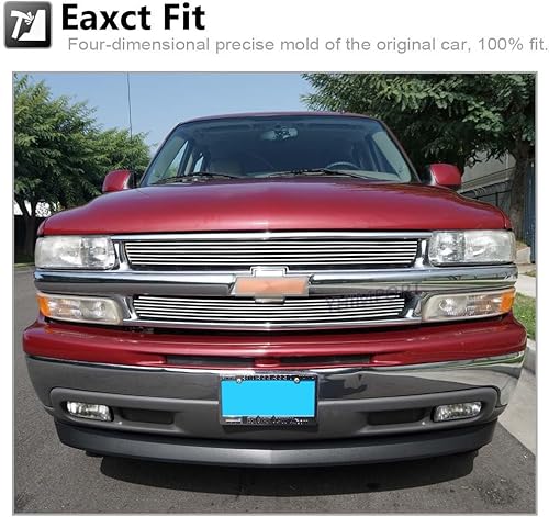 Miniatura 6 de Parrilla frontal cromada para Chevy Silverado 1999-2002 15002000-2006 Chevy Suburban Tahoe aluminio Billet rejilla pulido (2 piezas)