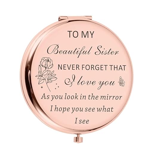 Sister Birthday Gifts from Sister Compact Mirror for Women Best Friend Personalized Friendship Christmas Graduation Easter Valentines Day Gifts Small Make Up Mirror from little Big Sister Brother