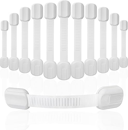 Correas a prueba de bebés, (12 unidades) cerraduras de seguridad para niños, para gabinetes, cajones, nevera, lavavajillas, armario, asiento de