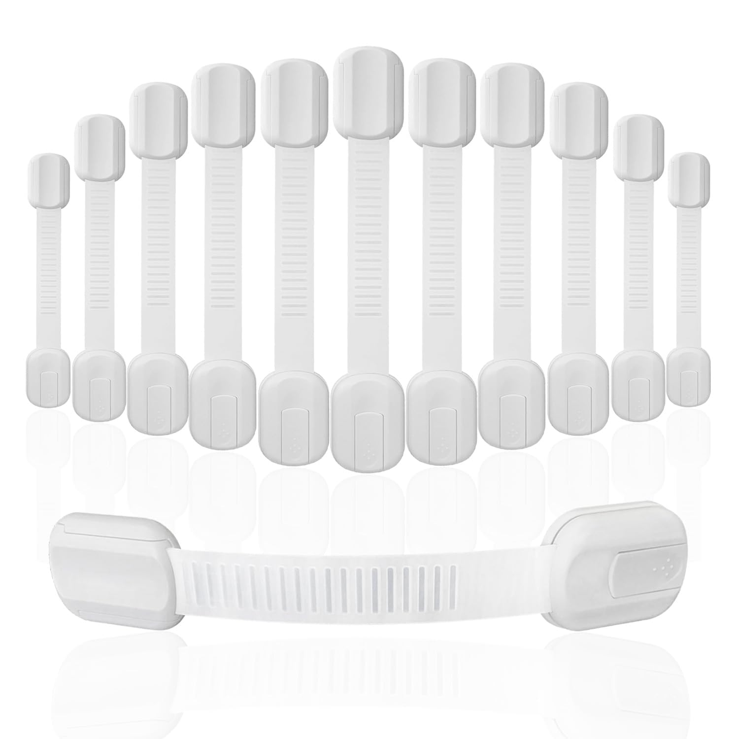 DOMILE Baby Proofing Straps Locks, (12 pack) Child Safety Locks for Cabinet, Drawers, Fridge, Dishwasher, Cupboard, Toilet Seat, Oven, Trash Can, The Fastest and Easiest Install of Childproof Lock
