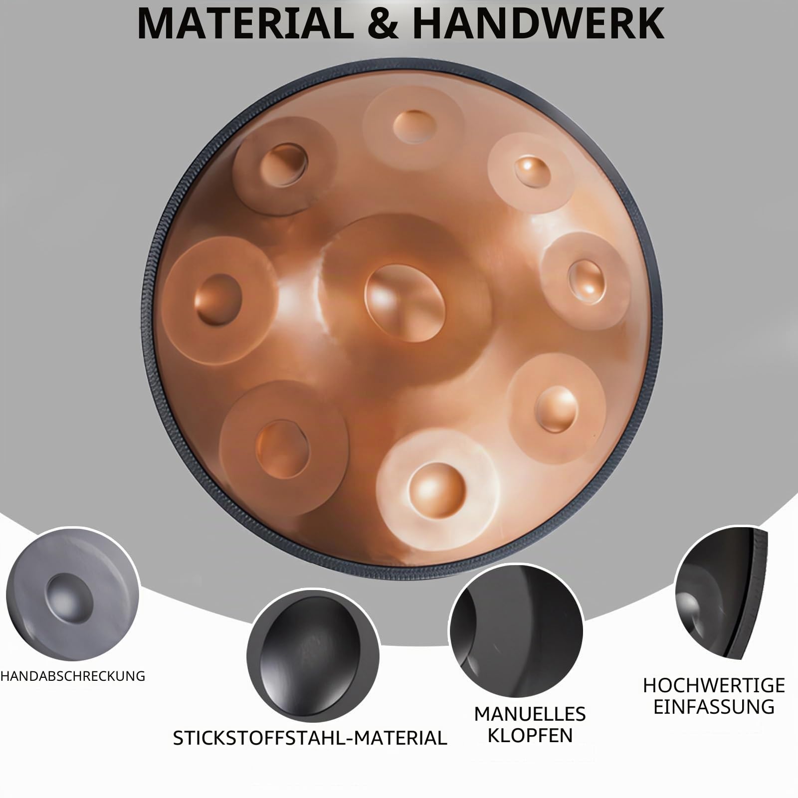 Handpan Drum 432Hz/440Hz, 9/10/12 Noten 55cm Percussion Instrument Mit Drum-Tripod, Stahl Handpan Instrument Für Meditation Yoga Sound Healing (Color : 440Hz, Size : 12 Notes)