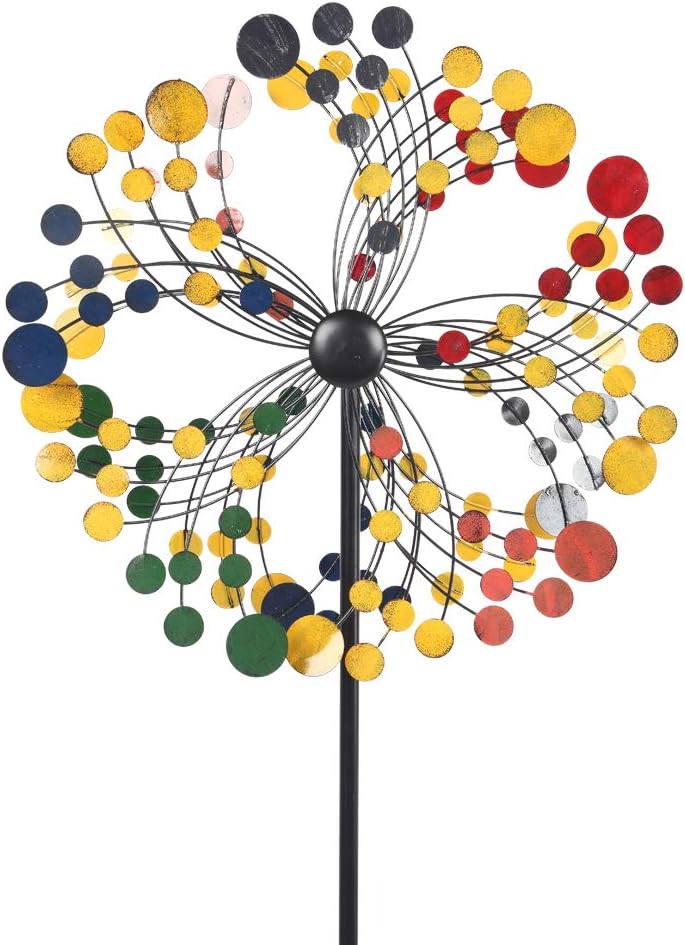 Long & Bright Multicolored Windmill Round Shape Garden and Yard Decoration