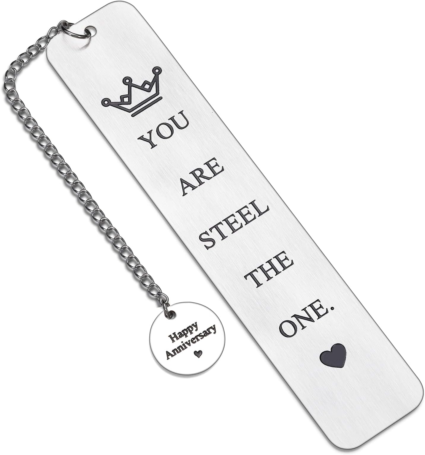 - 11 Year Anniversary Bookmark Gifts for Her Him Steel 11th Wedding Anniversary Romantic Couple Gift Steel Bookmark Gifts for Her Him Wife Husband Couple Women Men Book Lover Valentines Bookish Gift