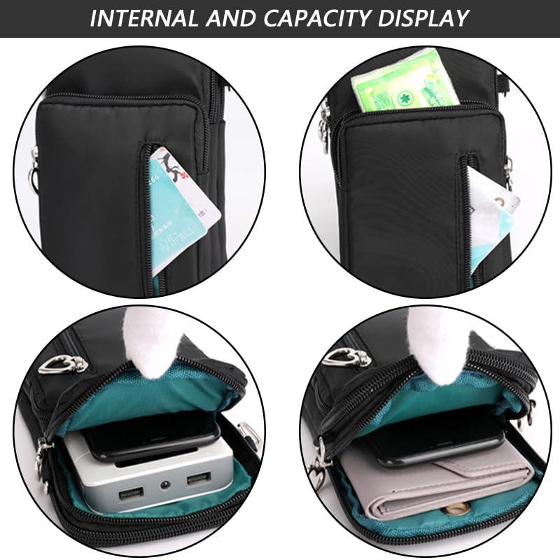 Black Small Crossbody Bag for Women-Mini Nylon Phone Purse with Zipper Closure,Adjustable Strap,and Wallet Pocket,Lightweight & Compact Shoulder Bag3