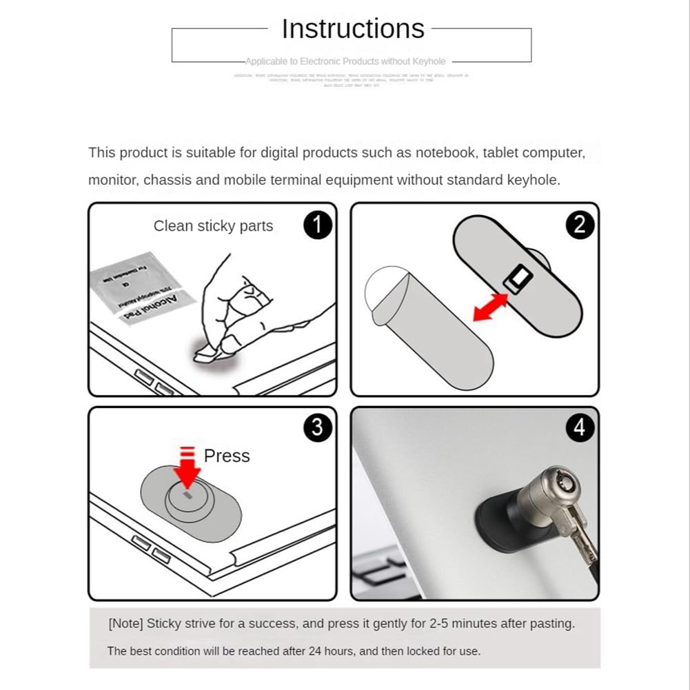 20 Piezas Orificio de Bloqueo para Computadora PortáTil Tabletas Orificio de Bloqueo Antirrobo para Computadora PortáTil para Tabletas Piezas de Base de Bloqueo de Seguridad