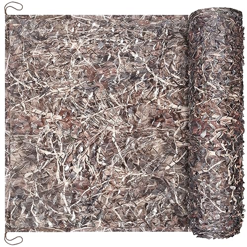 Yeacool Camo Netting 20x20 Camouflage Mesh Netting Military Surplus Hunting Blind Net for Military Theme Party Decorations Backdrop Sunshade Car Cover Camping Shooting (Dry Grass, 20ftx20ft, 6m*6m)