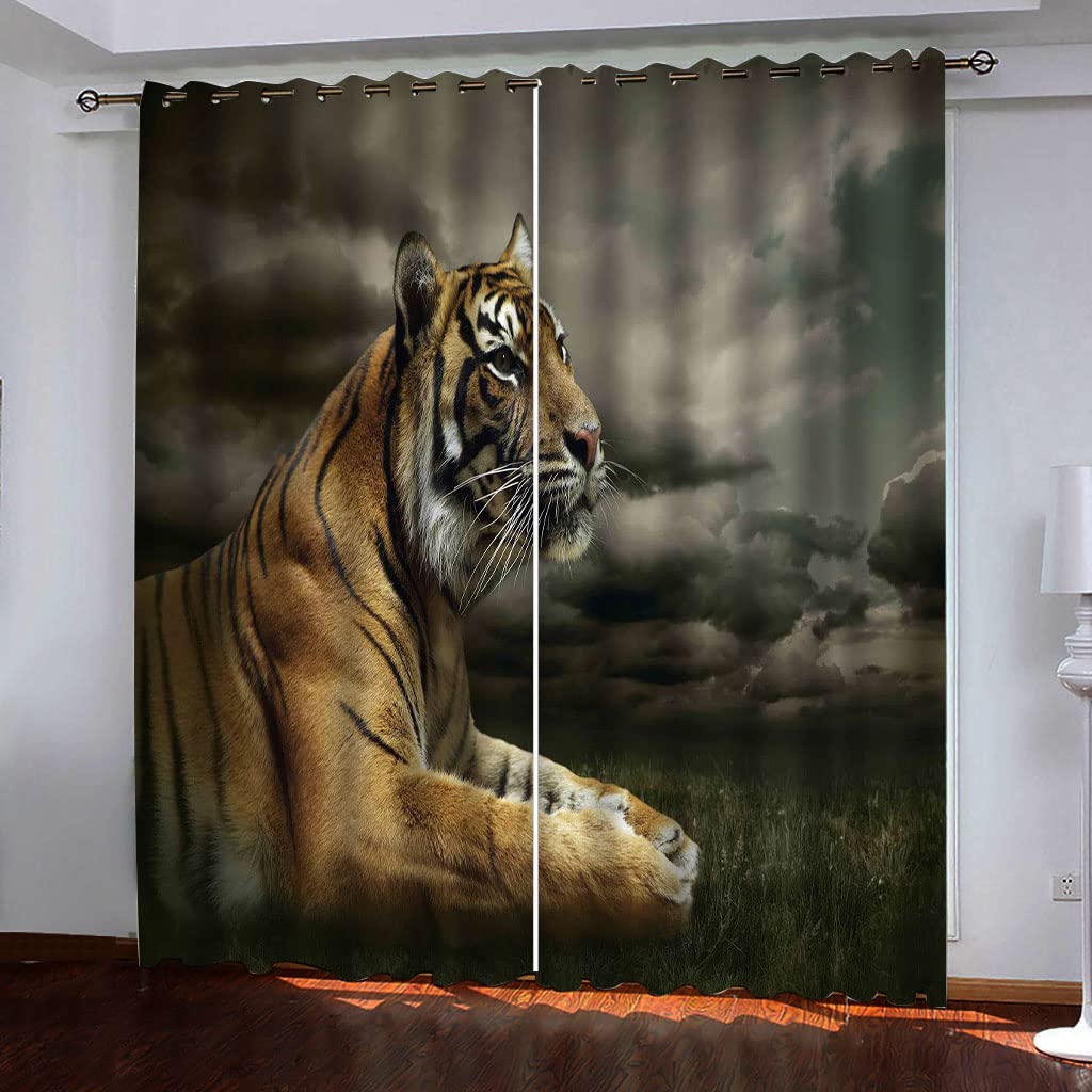 Rideaux Occultants Chambre et Salon | Ambiance Cosy et Isolant Thermique Motif Tigre