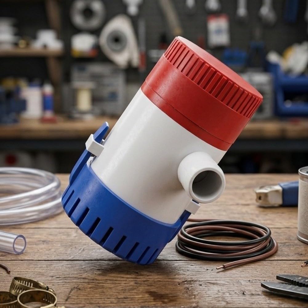 Pompa automatica per sentina 750GPH 12V connettore tubo (750GPH) | Sensore automatico, per flusso di 750 GPH, motore 12 V DC, ideale per barche, drenaggio rapido