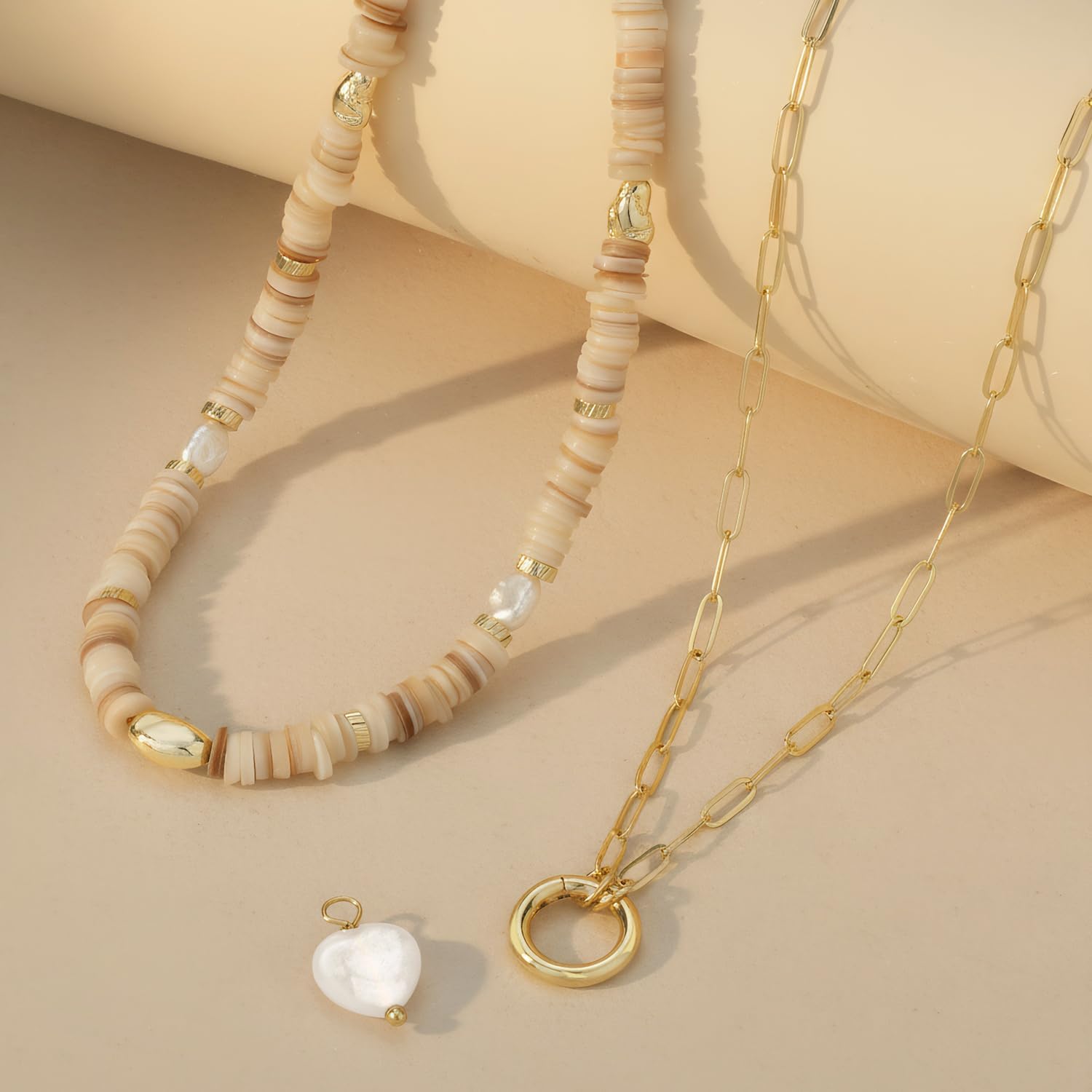 14K Gold Plated Layered Boho Bead Choker Necklace - Image 6