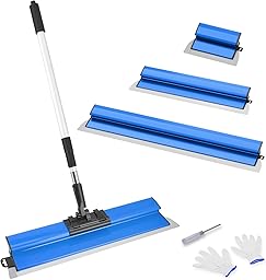 Kit de spatules de surface (250/400/600 mm) et tige télescopique de 0,97 m à 1,82 m avec adaptateur, kit de spatule de lissage multifonction pour grand espace de travail, décoration murale (Bleu)