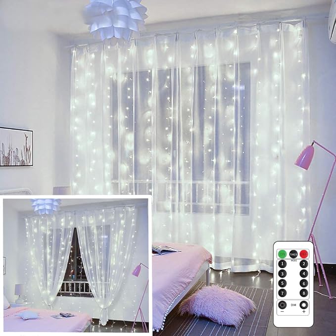 YEOLEH String Lights Curtain,USB Powered Fairy Lights for