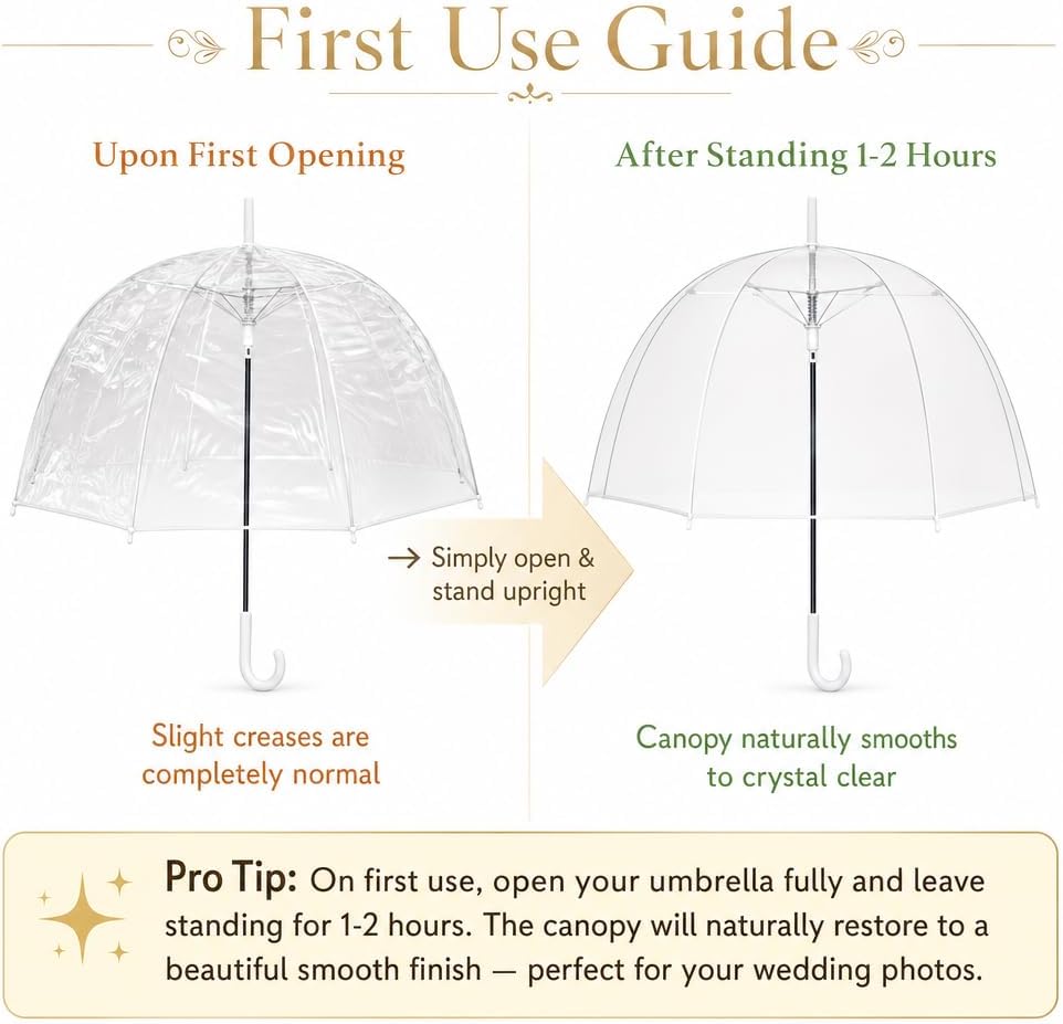Wedding Umbrellas for Guests 12 Pack Bulk, Clear Transparent Umbrella Wholesale for Rain, 46in Large Windproof Dome Umbrellas, Outdoor Events Lot