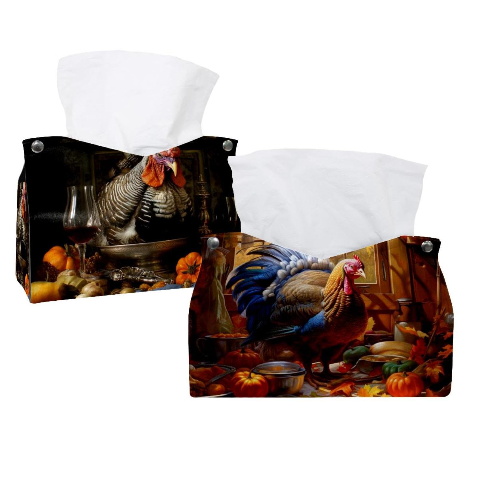 Housse de boîte à mouchoirs dinde Thanksgiving cache-boîte esthétique lot de 2 pour salon