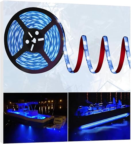 Pontón - Luces LED para barco, tira de luces LED marinas de 12 V y 20 pies, luz interior de barco, luz de cubierta de barco, iluminación de pesca