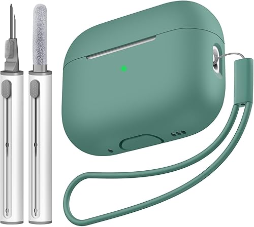 Compatible con Airpods Pro 2, funda protectora de silicona suave con kit de limpieza y cordón compatible con AirPod Pro de 2 generación, LED frontal