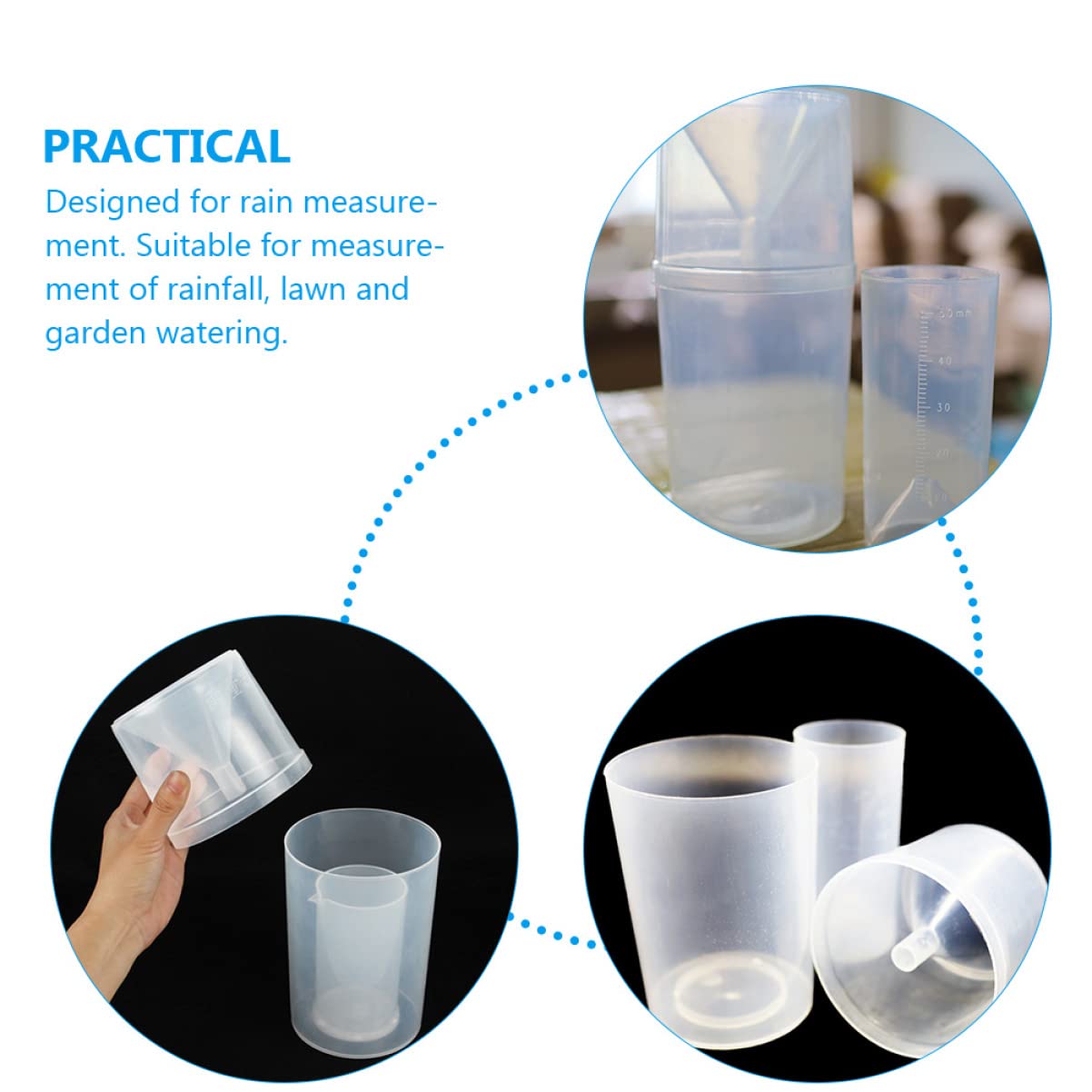 Yardwe 3 Juegos pluviómetro manómetro de rociadores herramienta de riego agua medidor de pasto manual básico vaso medidor de lluvia vaso medidor de plastico tazas medidoras el plastico