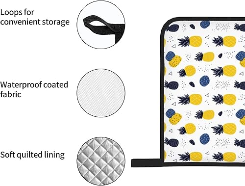 Miniatura 86 de Manoplas de horno y soportes para ollas, arte de mármol blanco y dorado, juego de 4 guantes de cocina resistentes al calor, antideslizantes