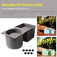 Vista 5 de Juego de moldes de silicona para macetas, forma redonda + cuadrada, molde de maceta para suculentas, herramienta de moldeo de maceta de hormigón