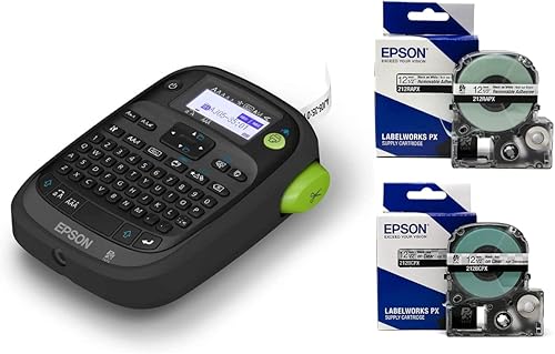 LABELWORKS Epson LW-PX300 - LW-PX300 - Cartuchos de cinta de PET (poliéster) 212RAPX 212RAPX - Negro sobre transparente, negro sobre blanco adhesivo