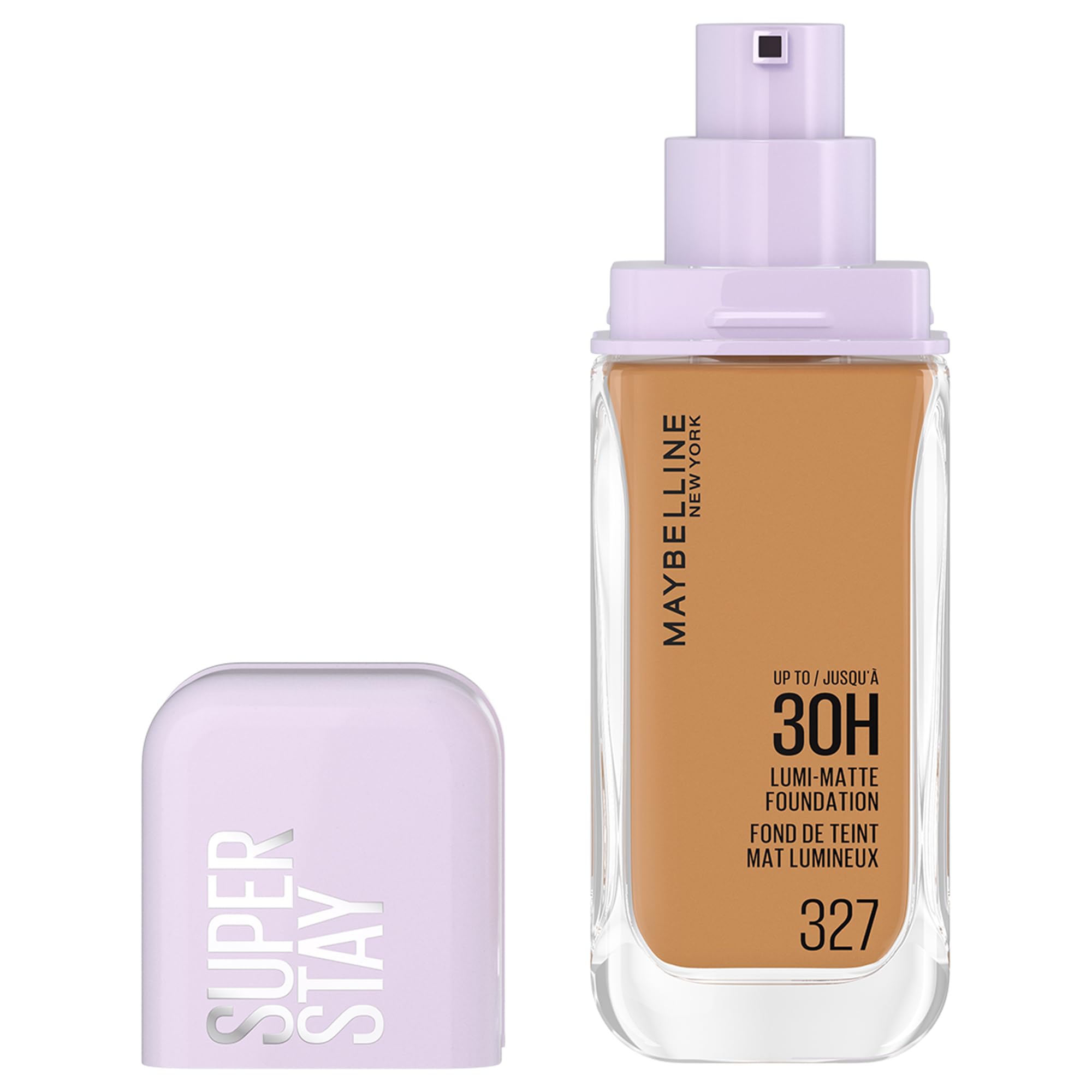 MAYBELLINENew York, Super Stay Lumi-Matte Liquid Foundation, 30hr Longwear formula, Light as Air, Waterproof, Sweatproof, Luminous Matte Finish - 327