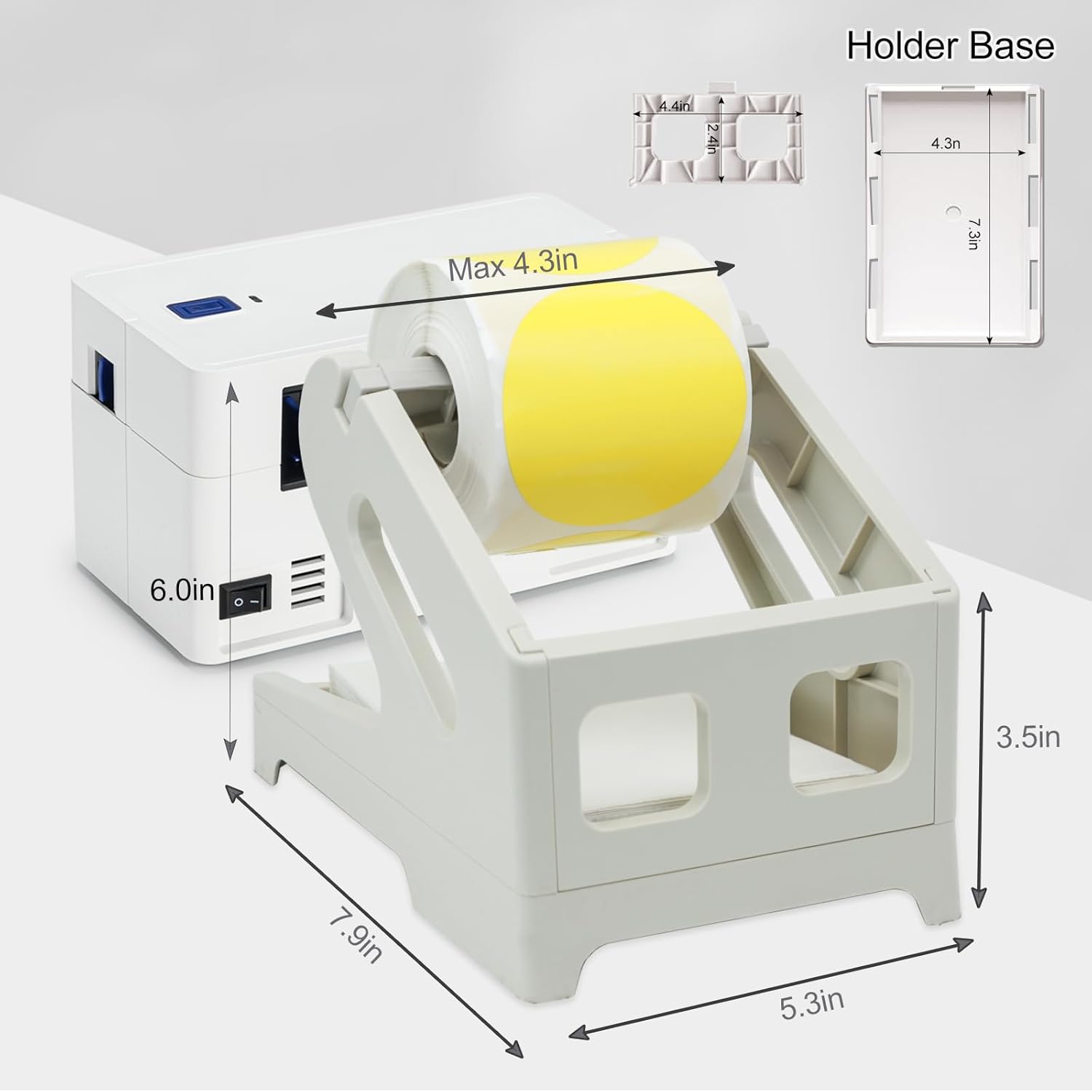 iEager Label Holder Thermal Label Holder for Rolls and Fanfold Labels Shipping Label Stand Desktop Printer Accessory Supplies for Home, Office (White) - Image 2