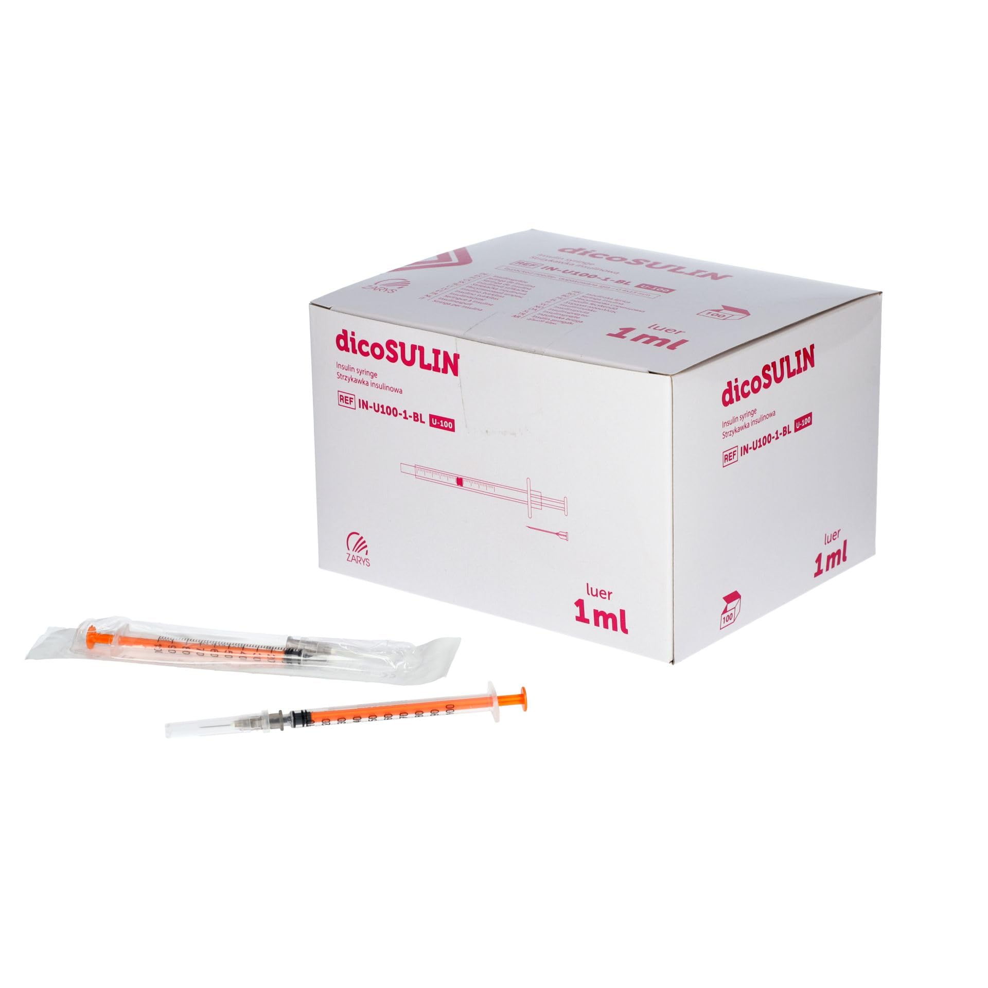 Seringue à insuline 1 ml – Versions U-100 Usage unique - Boite de 100 pièces
