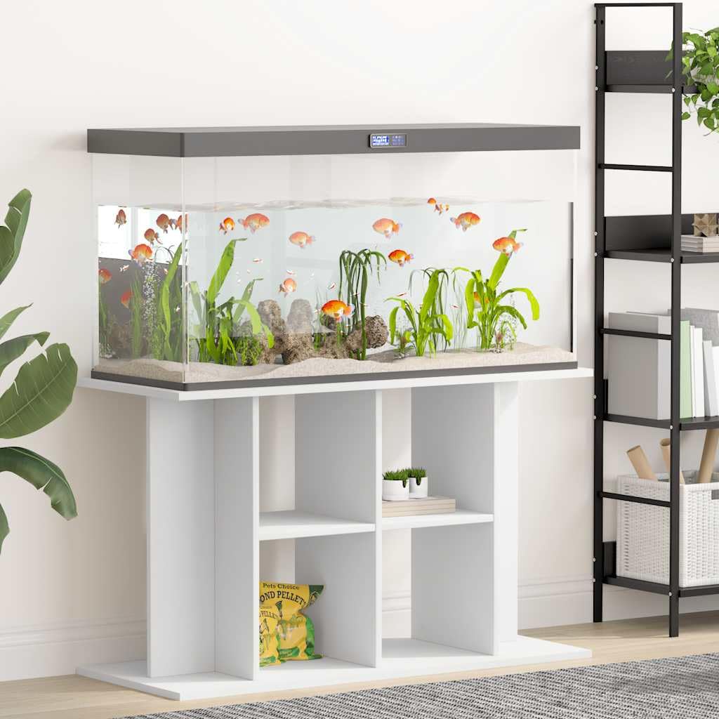 Aquariumständer Weiß Holzwerkstoff 100x40x60 cm Stabiler Unterschrank mit Stauraum und Wandbefestigung für Wohnzimmer Büro Flur Zucht Terraristik Süßwasser Meerwasser