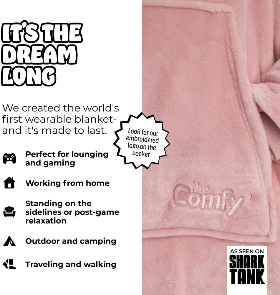 THE COMFY Dream | Lightweight Microfiber Fleece Wearable Blanket, Oversized Design Hood & Pocket from Shark Tank, Cozy Gifts - Image 2