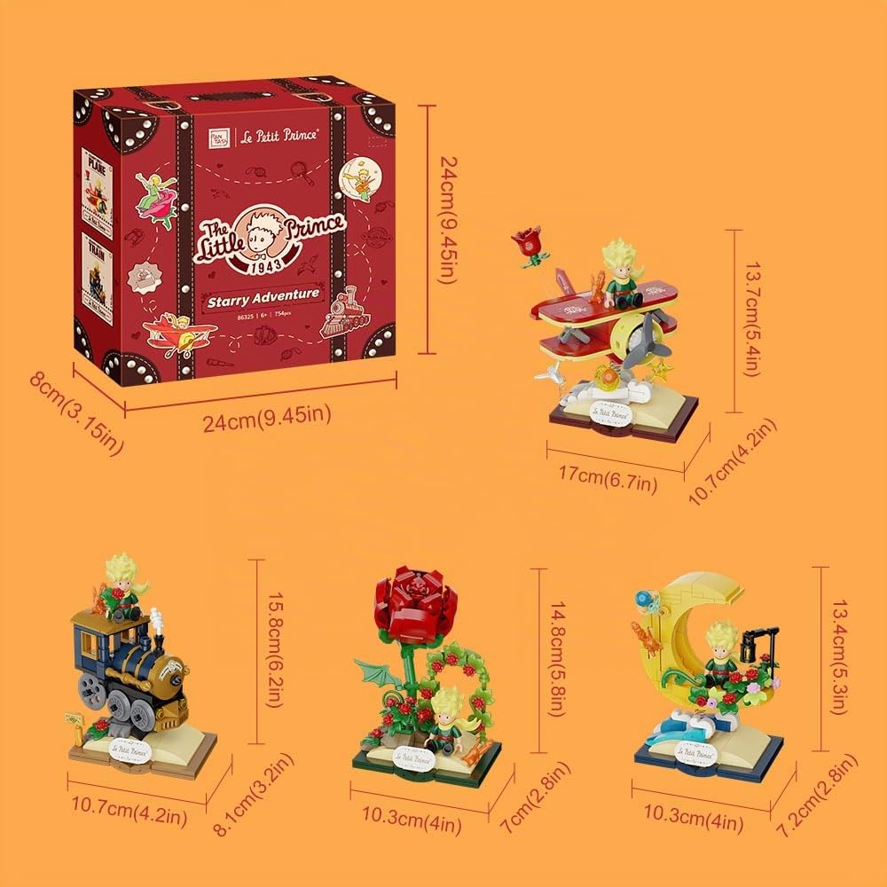 PAN TASY Il Piccolo Principe Set di Costruzione per Adulti & Bambini, Modelli di Mattoncini con Rosa, Treno, Luna & Aereo, Giocattoli Creativi DIY, Idea Regalo & Decorazione da Esposizione