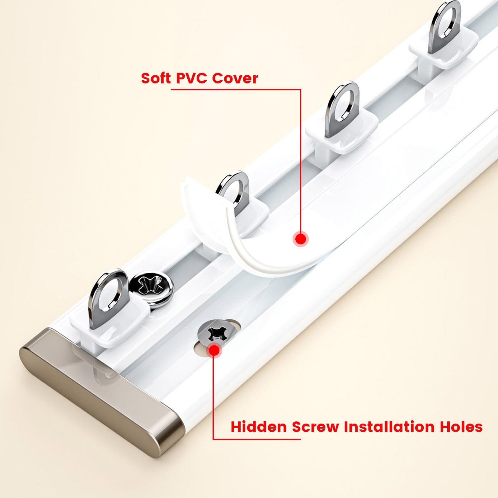 Rail de rideau adhésif – Tringle coulissante sans perçage pour séparateur de pièce, blanc, 4,80 m, idéale pour la séparation de la chambre à coucher et de la salle de bain