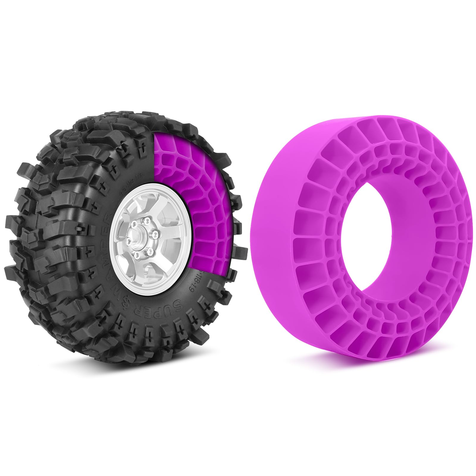 OGRC Silicone Rubber Tire Inserts Foam Fit 1.9 Wheel Tires 1/10 Crawler Accessories (Purple)