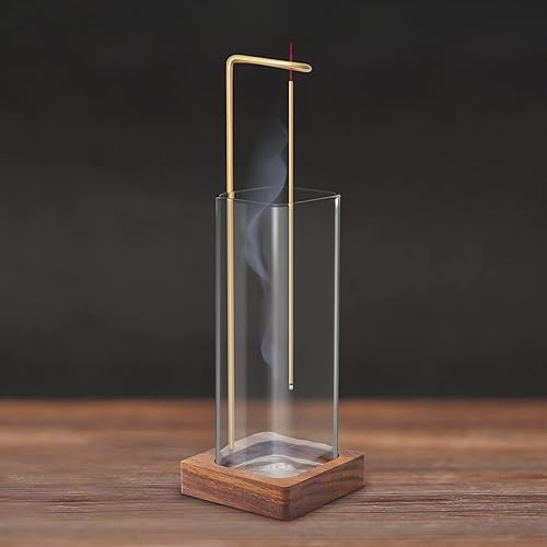 Miniatura 2 de Soporte para varillas de incienso SYOUACEND para palos anti-ceniza con vidrio extraíble, soporte de incienso boca abajo, quemador de incienso