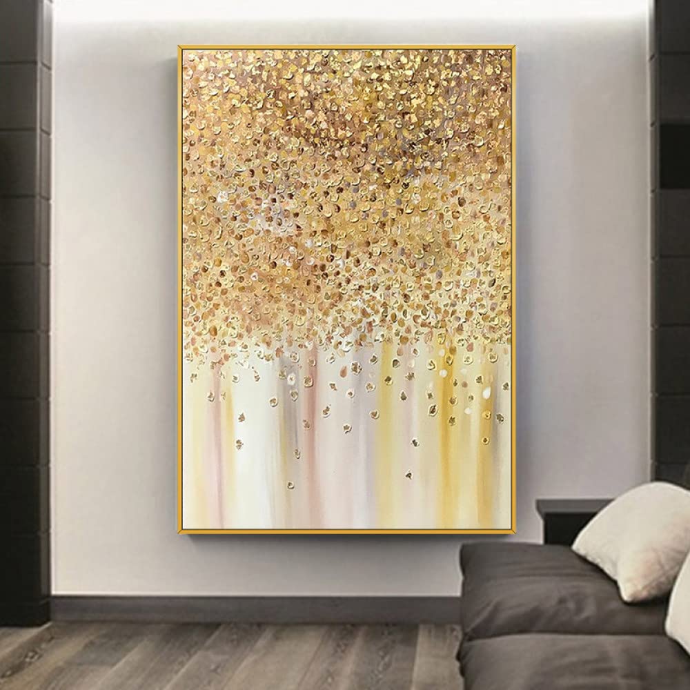 Peinture à l'huile 3D artisanale sur toile à la feuille d'or art abstrait contemporain