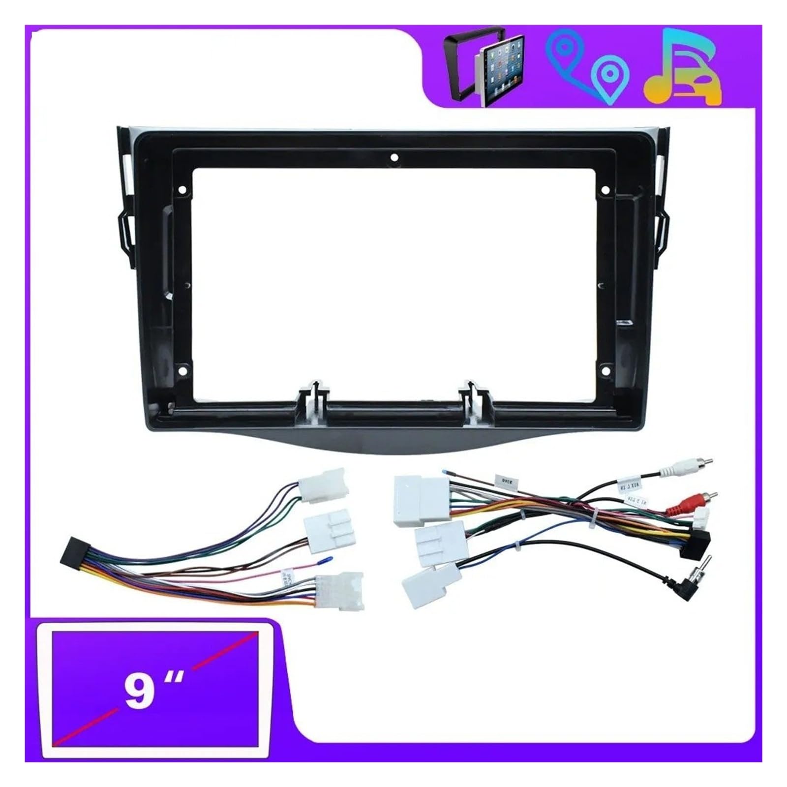 Radio Panel Set Para Toyota Para RAV4 Para RAV 4 XA30 2005-2016 Coche Android Radio Estéreo Reproductor Marco Panel Salpicadero Cable Alimentación Arnés Fascia Marco