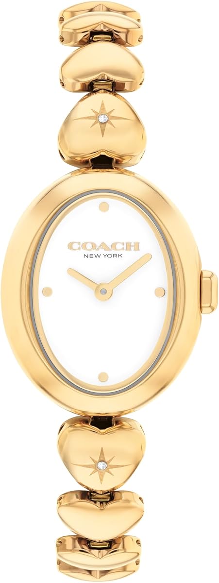 Reloj de cuarzo Sammy para mujer - Pulsera con eslabón de corazón con cristales, esfera de laca blanca - Reloj moderno y versátil - Regalo para ella 22,5 mm