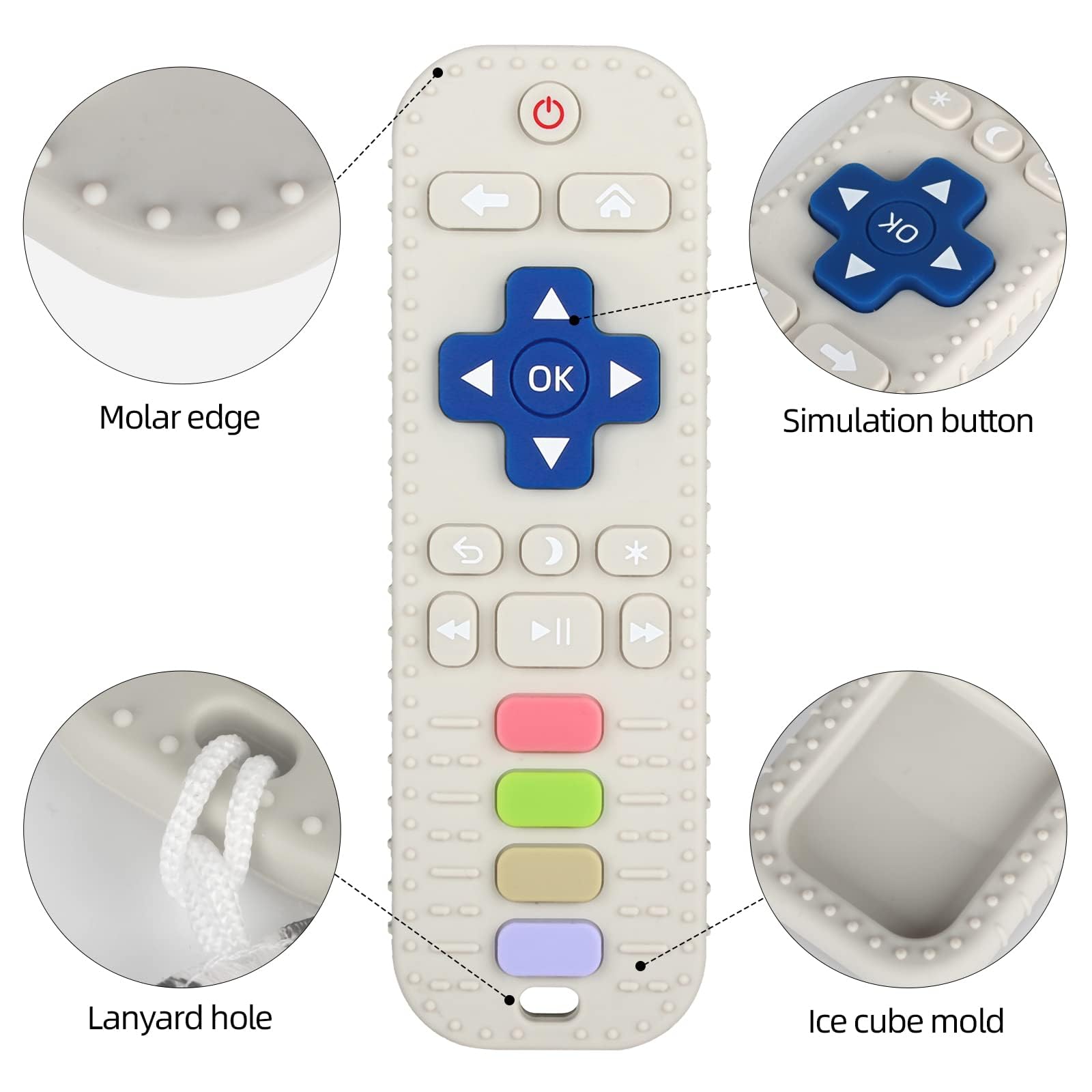 WUJUN Baby Teether Toy Chew Toy for Babies 3-24 Months TV Remote Control Shape Teething Relief Baby Toys for Infants (Apricot) - Image 3
