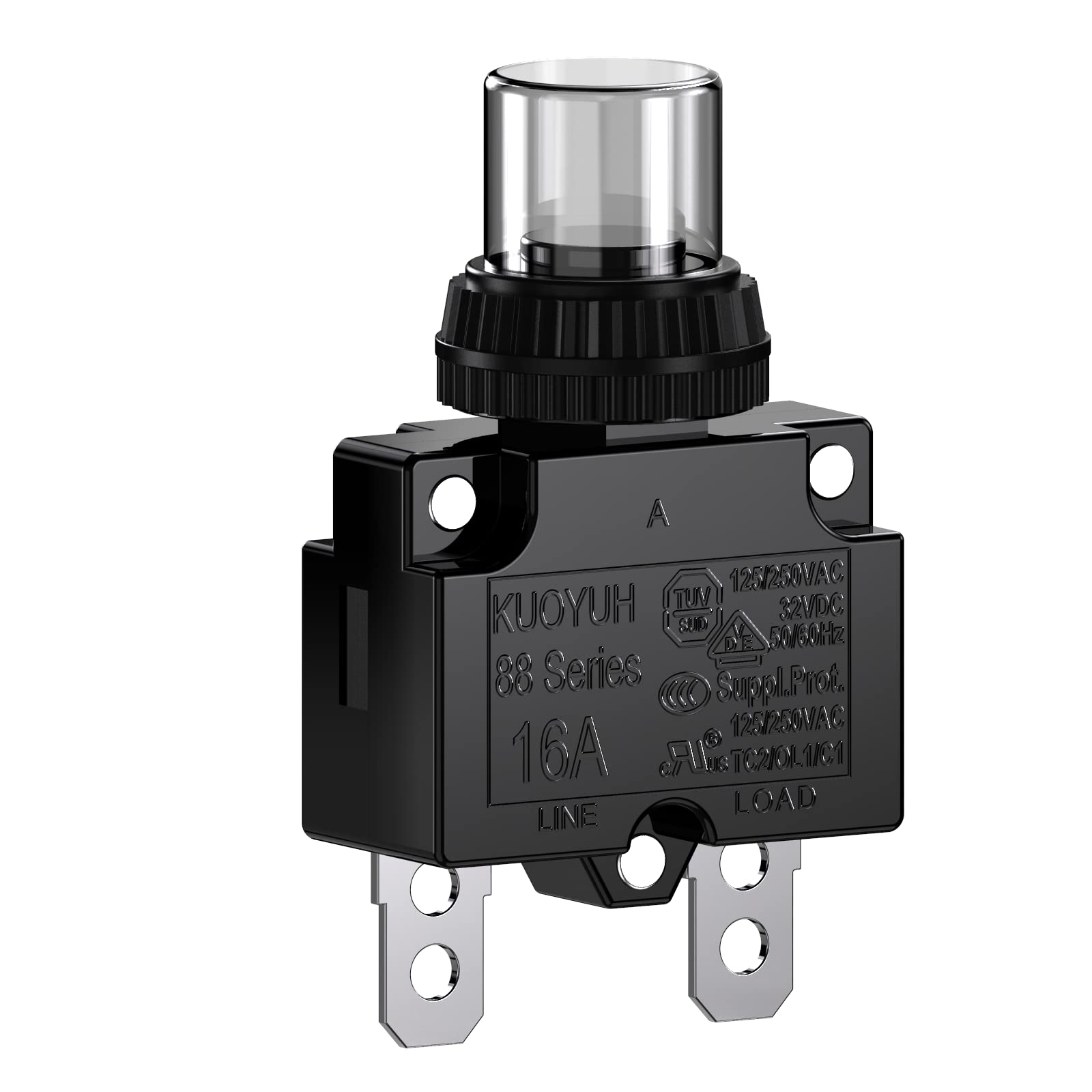 12Amp Circuit Breakers Thermal Overload Switch Protector 88 Series Manual Push Button Reset with Quick Connect Terminals and Waterproof Button Cap 32VDC or 125/250VAC — Amazon image 15