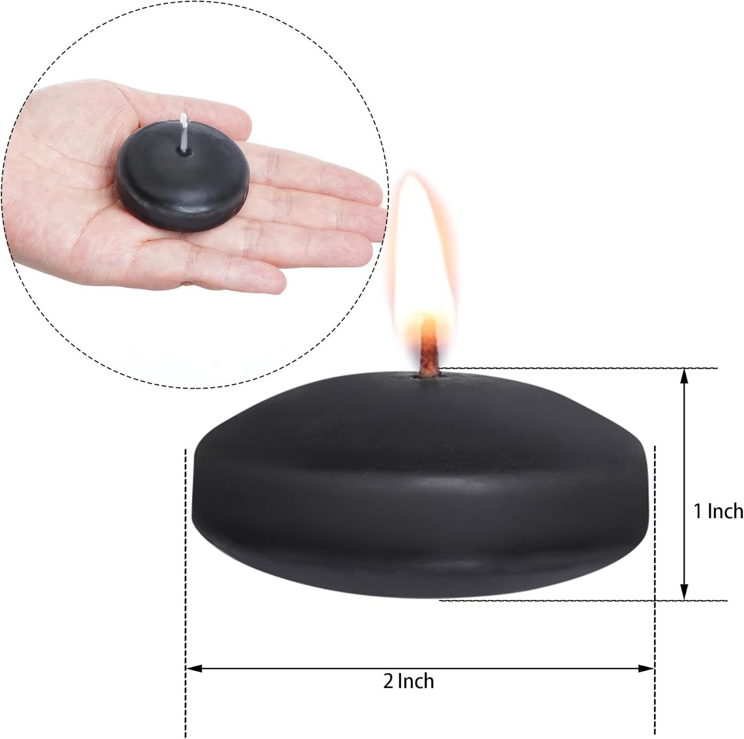 Condition photo showing Good Condition for 20 Pcs Floating Candles Centerpieces, 2 Inch Unscented Floating Candles Small Decoration for Valentine's Day (2 Inch, Black)