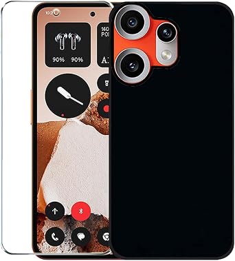 for Nothing CMF Phone 2 Pro Case with Screen Protector, Nothing CMF Phone 2 Pro Case, Black Flexible Ultra Slim Thin Resilient Silicone Rubber TPU Shockproof Protective Cover