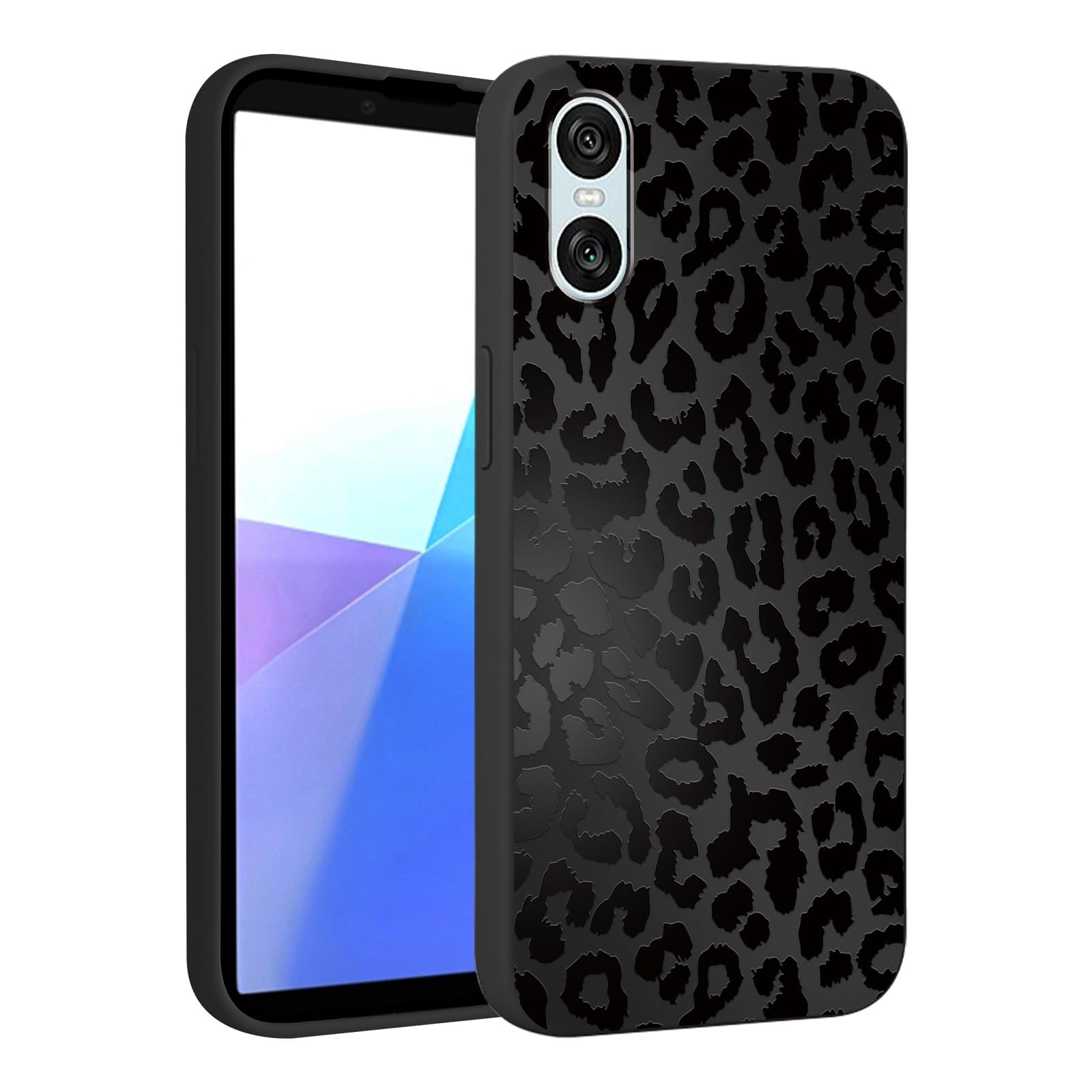 Saqmkil Handyhülle für Sony Xperia 10 VI Hülle, Leopard Muster Aesthetic Mädchen Frauen Case, Weich Silikon Dünn TPU Bumper Stoßfeste Kratzfest Schutzhülle Cover für Sony Xperia 10 VI 6,1", Schwarz 1