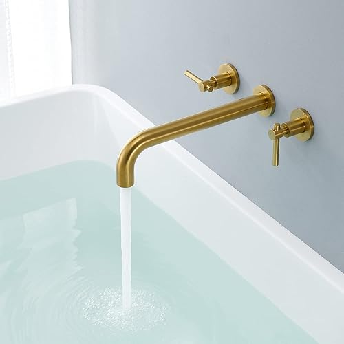 Miniatura 3 de Wowkk Grifo romano para bañera de latón dorado cepillado con 2 asas Negro, Oro cepillado, Níquel cepillado, Cromado, Oil-Rubbed Bronze