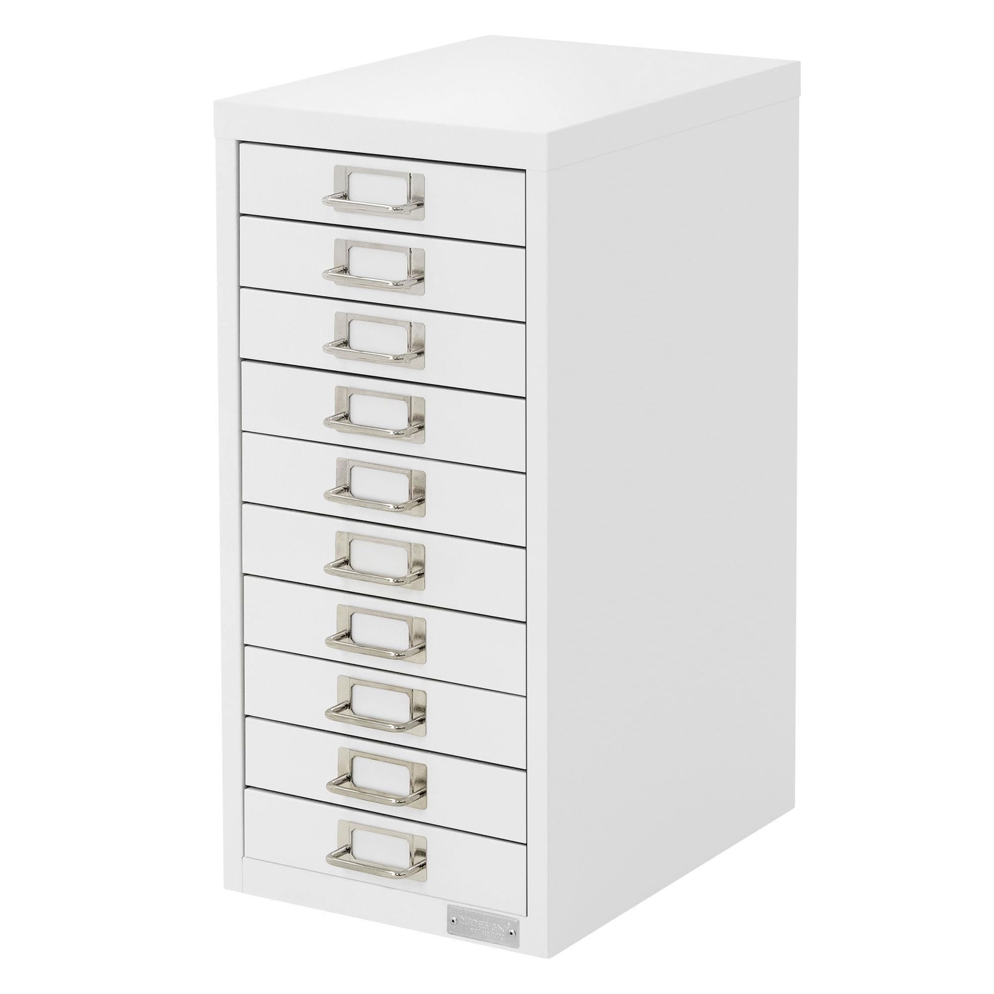 ML-Design Armadio per Archiviazione con 10 Cassetti 28x38x60 cm Bianco Cassettiera in Metallo per DIN A4 Schedario per Ufficio con Portaetichette Armadietto in Acciaio Portautensili Portaoggetti