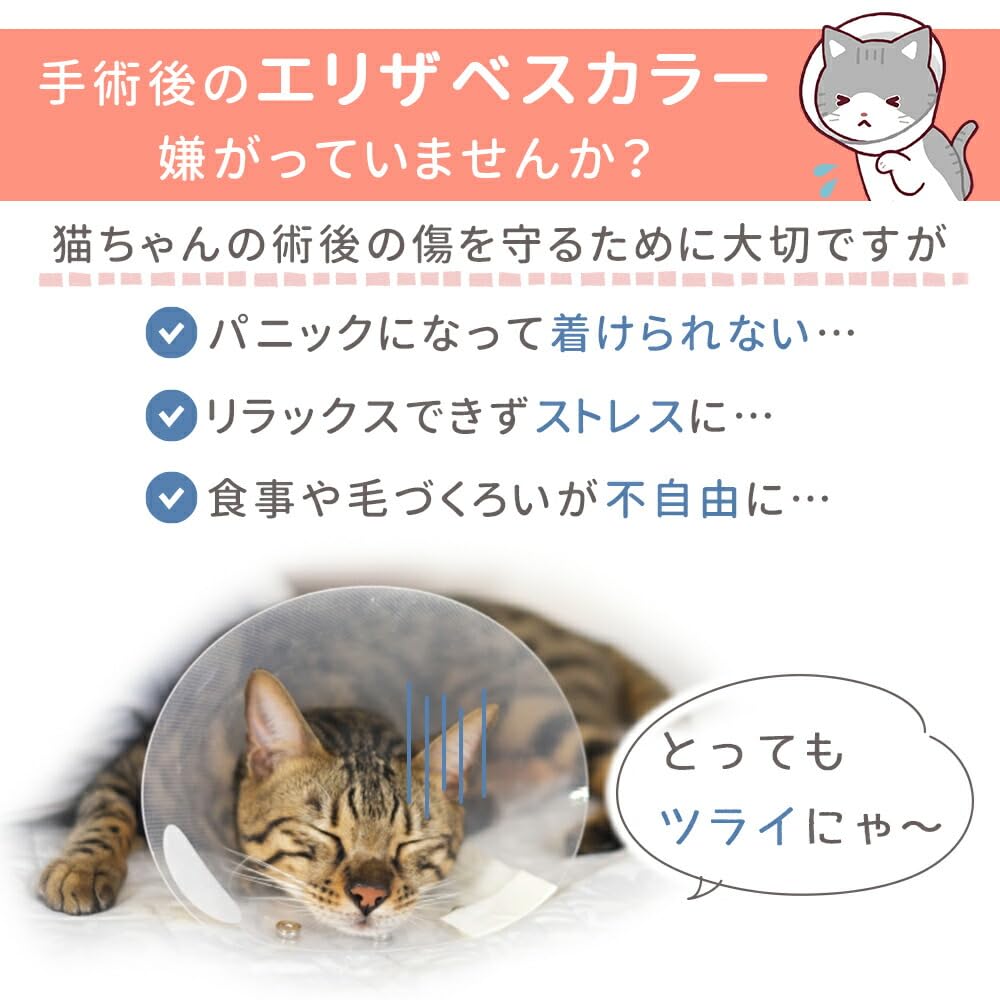 Amazon | mitas 猫 術後ウェア 傷舐め防止 猫用術後服 エリザベス