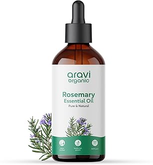 Aravi Organic Rosemary Essential Oil for Hair Growth, 100% Pure Rosemary Leaves Oil, 100 ml